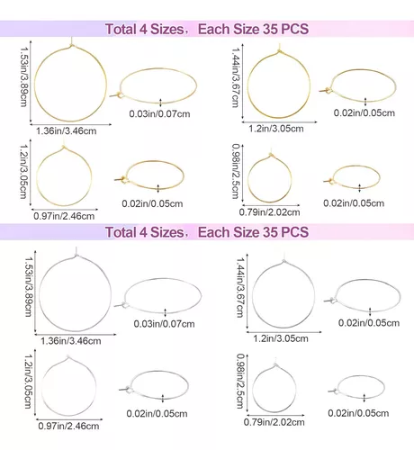 280 Piezas De Aros Pendientes De Bisutería, 4 Tamaños - Imagen 3